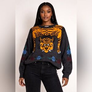 Urban Outfitter Tiger Intarsia Knit Pullover Sweater size S